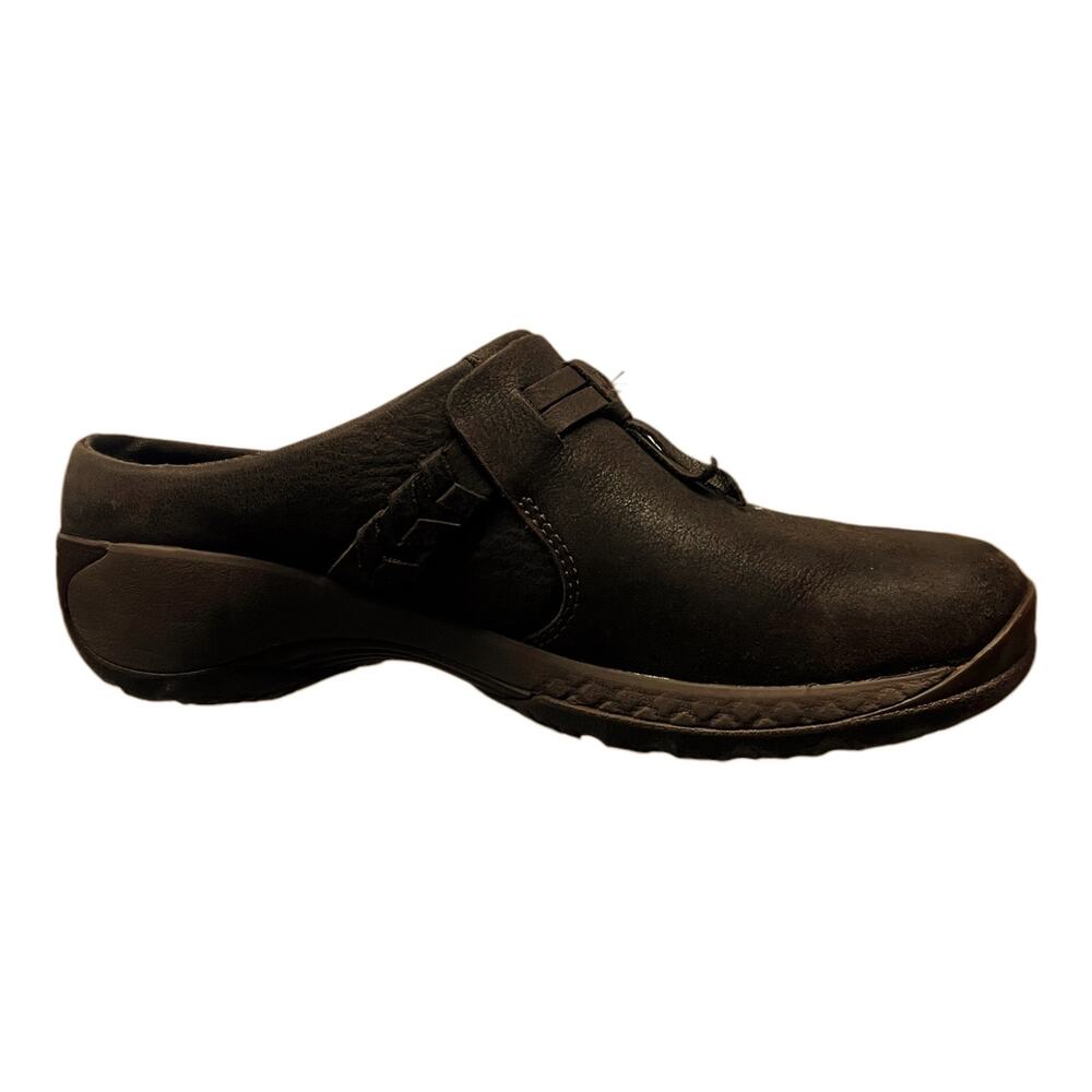 MERRELL Encore Bracken Brown Leather Braided Slide Q2 Slip On Shoe 6.5 Mules GUC - Picture 7 of 8